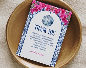 Mamma Mia Themed Birthday Thank You Card Template, Dancing Queen Birthday Thank You Cards, Greece Party, Honey Honey, Mediterranean