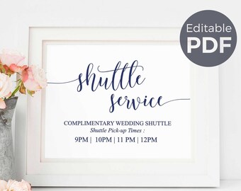 Wedding Shuttle Service Sign Template, Reception Signs Ideas, Wedding Transportation Sign, Printable Wedding Day Signs, Wedding Template PDF