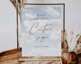 On Cloud 9 Theme Custom Sign Template, Bride Is On Cloud 9, Cloud 9 Party, Cloud 8 Bridal Shower, Cloud Nine Editable Sign, Printable