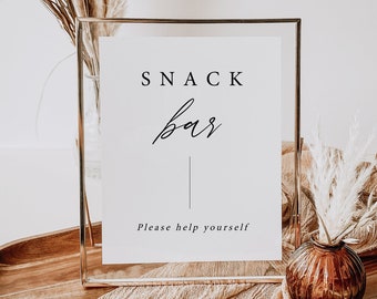 Boda moderna Snack Bar signo imprimible, signo de barra para boda, cartel de mesa dulce, cartel de buffet de boda, mesa de aperitivos DIY descarga instantánea 04
