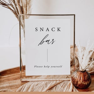 Modern Wedding Snack Bar Sign Printable, Bar Sign for Wedding, Sweet Table Sign, Wedding Buffet Sign, Snack Table DIY Instant Download 04
