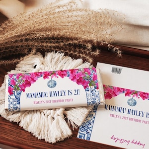 Mamma Mia Chocolate Wrapper Template, Dancing Queen Birthday Party Favors, Greece Party, Mamma Mia Labels,  Editable, Chocolate Bar Wrapper