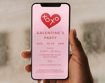 XOXO Galentine's Party Evite, Galentine's Day Party Invites, Smartphone Invite, Valentine's Party, Text Message Invite, Galentines Evite