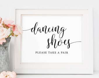 Wedding Dancing Shoes Sign, Wedding Dance Printable, Dance Floor Signage, Reception Flip Flops, Dancing Feet Pair, DIY Rustic Wedding Prints