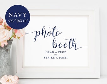 Wedding Photo Booth Sign, Navy Wedding Sign, Navy Photo Booth Decor,  DIY Photobooth Sign, Rustic Wedding Sign Printable, Instant Download