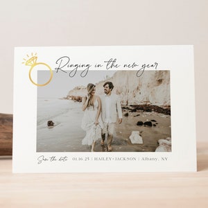 Ring In The New Year Wedding Save The Date Modèle, Nouvel An Save The Date Cards, Invitation du Nouvel An, Modifiable, Nouvel An engagé, Imprimable