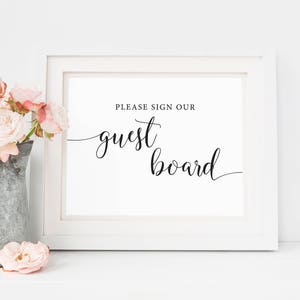Please Sign Our Guest Board Printable, Please Sign Our Guest Board Sign, Rustic Wedding Guest Book Alternative, Wedding Board Reception Sign image 1