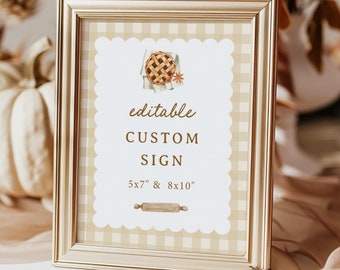Cutie Pie Baby Shower Custom Sign Template, Sweet as Pie Baby Shower, Fall Baby Shower, Pumpkin Pie Editable Sign, Pumpkin Baby Shower Signs