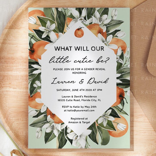 Little Cutie Gender Reveal Invitation Digital Instant Etsy
