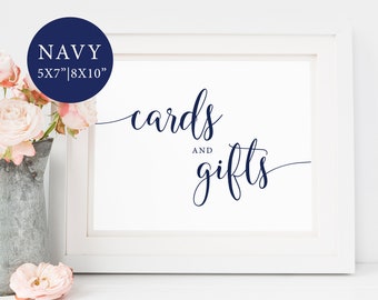 Navy Cards and Gifts Sign, Wedding Printables, Navy Wedding Sign, Gift Table Sign, Bridal Shower Sign, Reception Sign, Wedding Gift Sign DIY