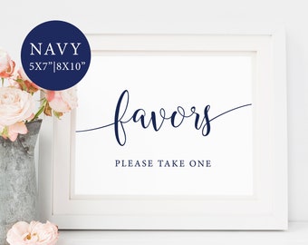 Navy Wedding Favor Sign, Favors Table Sign, Navy Wedding Sign, Favor Sign Printable, Please Take One Favors Sign, Navy Shower Favors Sign