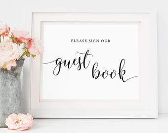 Rustic Wedding GuestBook Sign Printable,  Please Sign Our Guest book Sign, Guestbook Printable, Rustic Wedding Sign In, Reception Decor