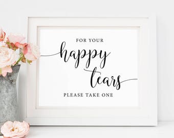 Wedding Tissues Sign, Happy Tears Printable, Rustic Wedding Signs, Reception Signages, Wedding Ceremony Decorations, DIY Wedding Printables