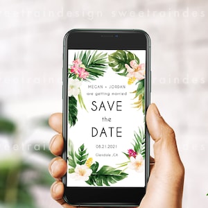 Save The Date Tropical, Save The Date Evite, Hawaiian Save The Date, Electronic Invitation, Save The Date Text, Tropical Wedding Template