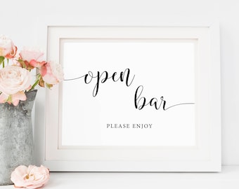 Open Bar Wedding Sign, Open Bar Sign, Printable Wedding Bar Sign, Wedding Drink Sign,  Wedding Reception Decor, Wedding Bar Party Decor