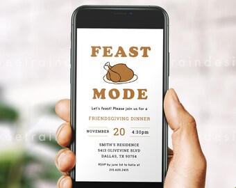 Feast Mood Friendsgiving Invitation Digital Download, Friendsgiving Evite, Funny Thanksgiving Dinner Party Invitation Electronic Invite Text