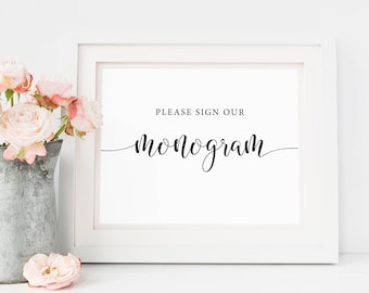 Please Sign Our Monogram Printable, Monogram Guestbook Sign, Rustic Wedding Guest Book Alternative, Reception Sign, Wedding Guestbook Ideas