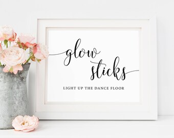 Wedding Glow Sticks Sign, Printable Wedding Sign, Glow Stick Send Off Signage, Rustic Glow Stick Sign, Wedding Reception Sign, Dance Floor