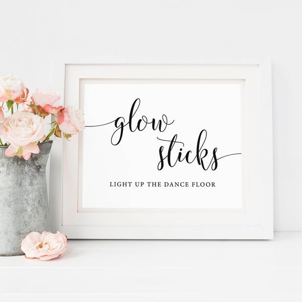 Wedding Glow Sticks Sign, Printable Wedding Sign, Glow Stick Send Off Signage, Rustic Glow Stick Sign, Wedding Reception Sign, Dance Floor