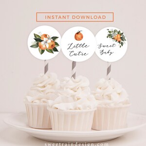 Little Cutie Topper, One Little Cutie, A Little Cutie Is On The Way Baby Shower, Little Cutie Cupcake Toppers, Little Cutie Decor, Orang