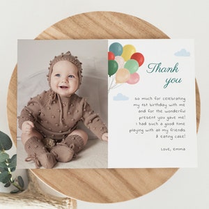 Cartes de remerciement avec photo d'anniversaire, choses merveilleuses pour vous, modèle de cartes de remerciement pour 1er anniversaire, anniversaire sur le thème des ballons, 17 ans