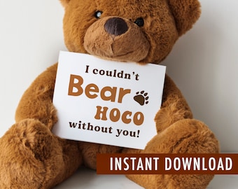 Homecoming Proposal Sign, I couldn't Bear HOCO without you, Homecoming 2026, HOCO Proposal Signs, Bear Hoco Sign, Cute Hoco Printable