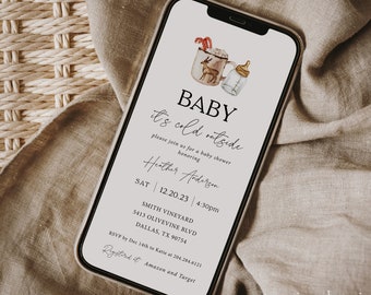 Baby It's Cold Outside Invitation Evite, Winter Baby Shower Smartphone Invite, Gender Neutral, Holiday Baby Shower Text Message, Hot Cocoa