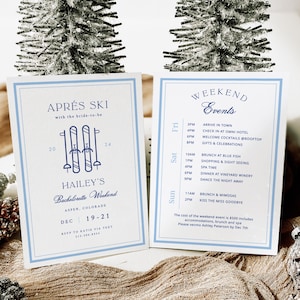 Apres Ski Bachelorette Party Invitation Template, Winter Bachelorette Party Weekend, Aspen Colorado, Apres Bride, Skiing, Editable