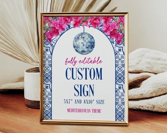 Mamma mia Themed Custom Sign Template, Mamma Mia Bachelorette Sign, Editable, Greece Hen Party Sign, Dancing Queen Birthday Party Decoration