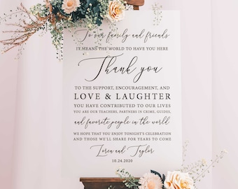 Wedding Sign, Wedding Thank You Sign, Rustic Wedding Sign, Wedding Decor, Wedding Thank You Poster, Wedding Reception Sign, Printable