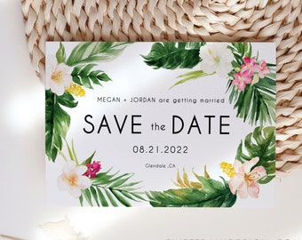 Save The Date Tropical, Hawaii Save The Date, Save The Date Template Tropical Wedding, Hawaiian Save The Date Cards, Summer Save The Date