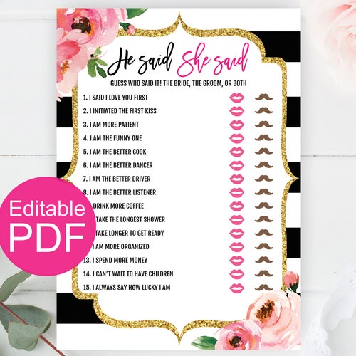 Don't Say Bride or Wedding Game Printable Kate Bridal - Etsy