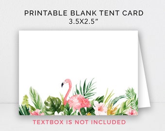 Flamingo Food Tent Cards Printable, Blank Tent Cards, Buffet Cards, Tropical Food Tent Labels, DIY Flamingo Party Decor, Instant Download