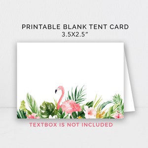 Flamingo Food Tent Cards Printable, Blank Tent Cards, Buffet Cards, Tropical Food Tent Labels, DIY Flamingo Party Decor, Instant Download