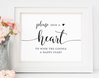 8x10 chalkboard Guestbook please sign a heart INSTANT DOWNLOAD PRINTABLE blue malibu blue pink