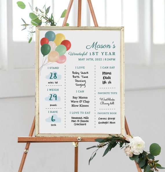 The Wonderful Things You Will Be Theme 1st Birthday Milestone Sign, 1st Birthday Party Decorations, Miss Onederful Milestone Poster, Balloon Il_570xn