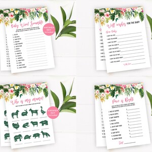 Tropical Baby Shower Games Bundle, Baby Shower Activities, Greenery Baby Shower Game, Summer Baby Shower Ideas, Baby Shower Baby Bingo Game image 4