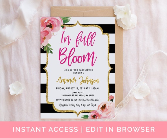 In Full Bloom Baby Shower Invitation Girl Floral Baby Shower Etsy In Full Bloom Baby Shower Invitation Girl Floral Baby Shower Etsy