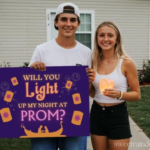 Tangled Prom Proposal Sign, Will You Light Up My Night at PROM Poster, PROM 2025, Prom Ask, Lantern Promposal Poster ideas, Printable