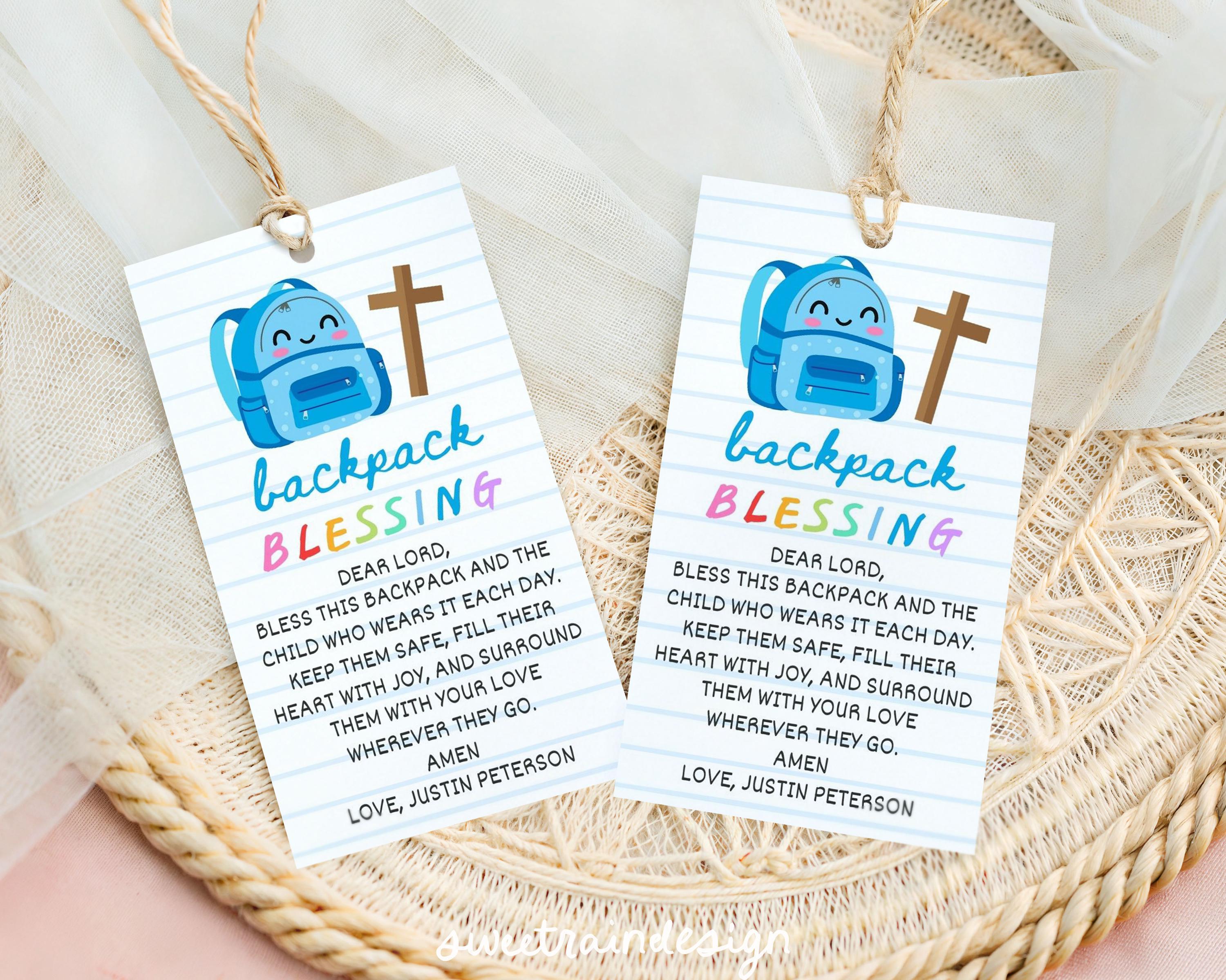 Backpack Blessing Tag Template, Canva, Editable Back to School Prayer ...