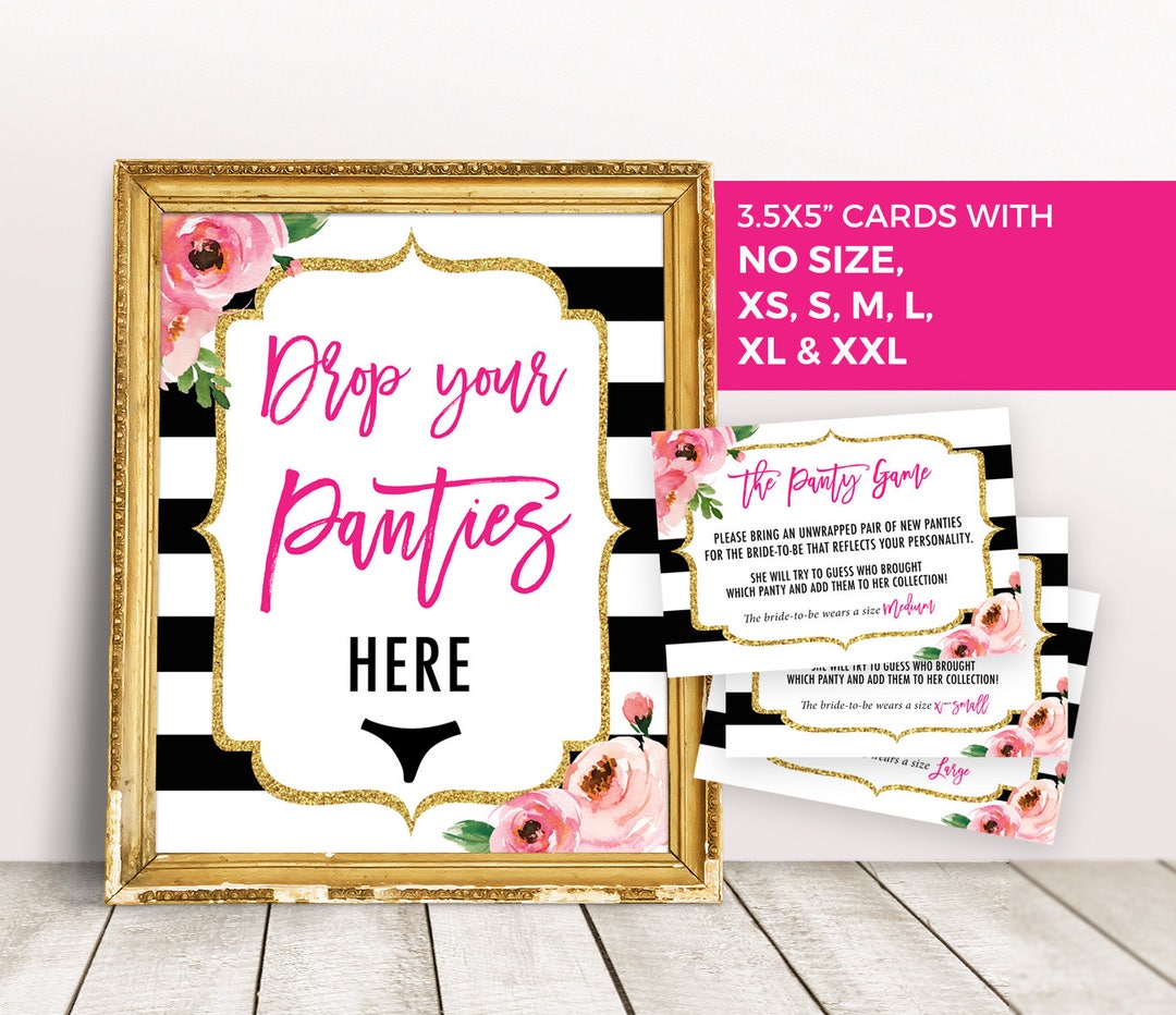 Panty Game Card, Drop Your Panties Sign, Kate Bridal Shower Games ...