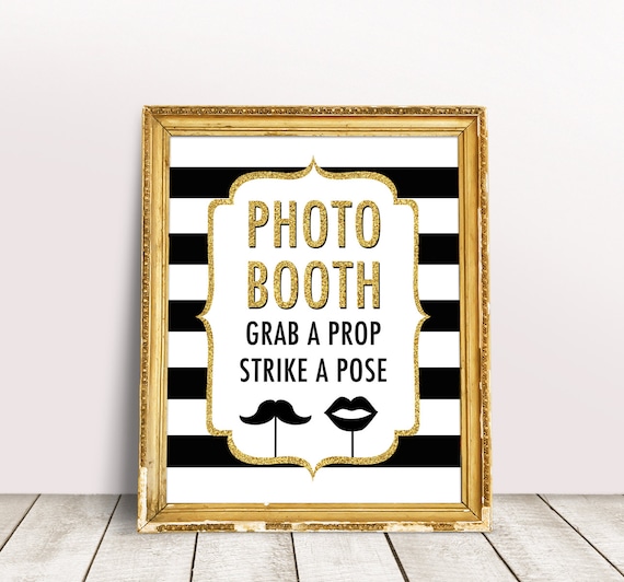 Photo Booth Sign Printable Gold And Black Party Decor Wedding Photo Booth Sign Grab A Prop Strike A Pose Bachelorette Party Sign Spade By Sweet Rain Design Catch My Party