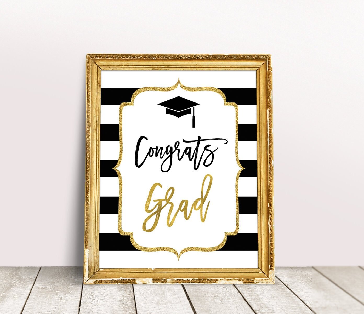 Black and Gold Graduation Decor, Graduation Party Ideas, College Graduation Sign, Congratulations Grad, Class Of 2021  DIY Grad Party Decor