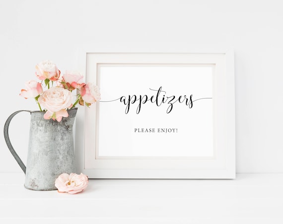 Appetizers Sign Wedding Printable Wedding Reception Signage