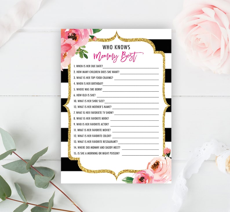 Baby Shower Who Knows Mommy Best Game Floral Baby Shower Etsy Baby Shower Who Knows Mommy Best Game Floral Baby Shower Etsy