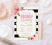 Kate Brunch and Bubbly Bridal Shower Invitation Template, Spade Shower, Bridal Brunch Invitations, Black and White Striped Invitation Floral 