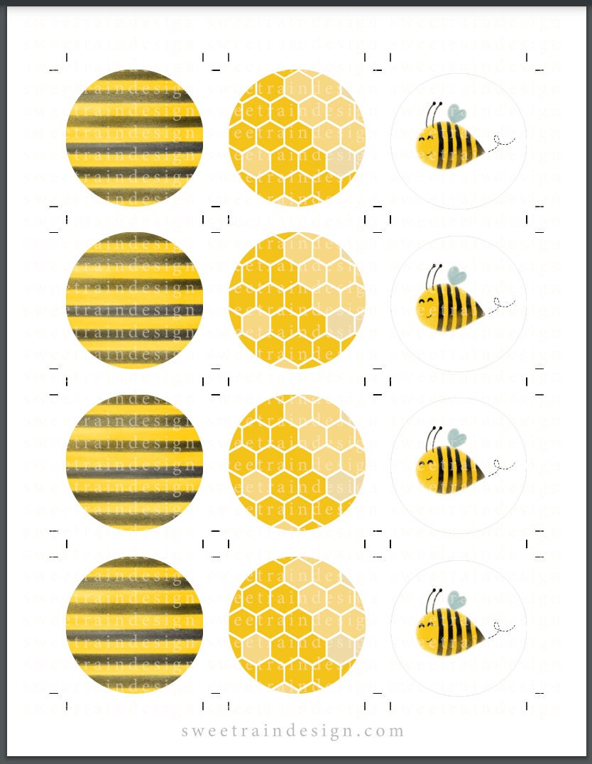 6th Birthday Cupcake Toppers - Bumble Bee Birthday - Nifty Printables