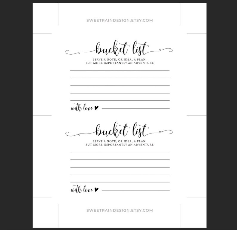 Wedding Bucket List Cards Bucket List Ideas Bucket List Etsy