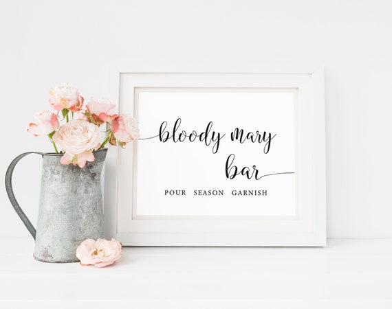 Bloody Mary Bar Sign, Wedding Bar Sign, Printable Bar Sign, Bloody Mary Sign, Cocktail Bar Sign, Bridal Shower Sign, Rustic Wedding Signs Il_570xn