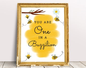 First Bee Day Sign, Happy Bee Day, You Are One In A Buzzilion, Honey Bee Birthday Decorations, Bee Theme Party, 1st Bee Day 003